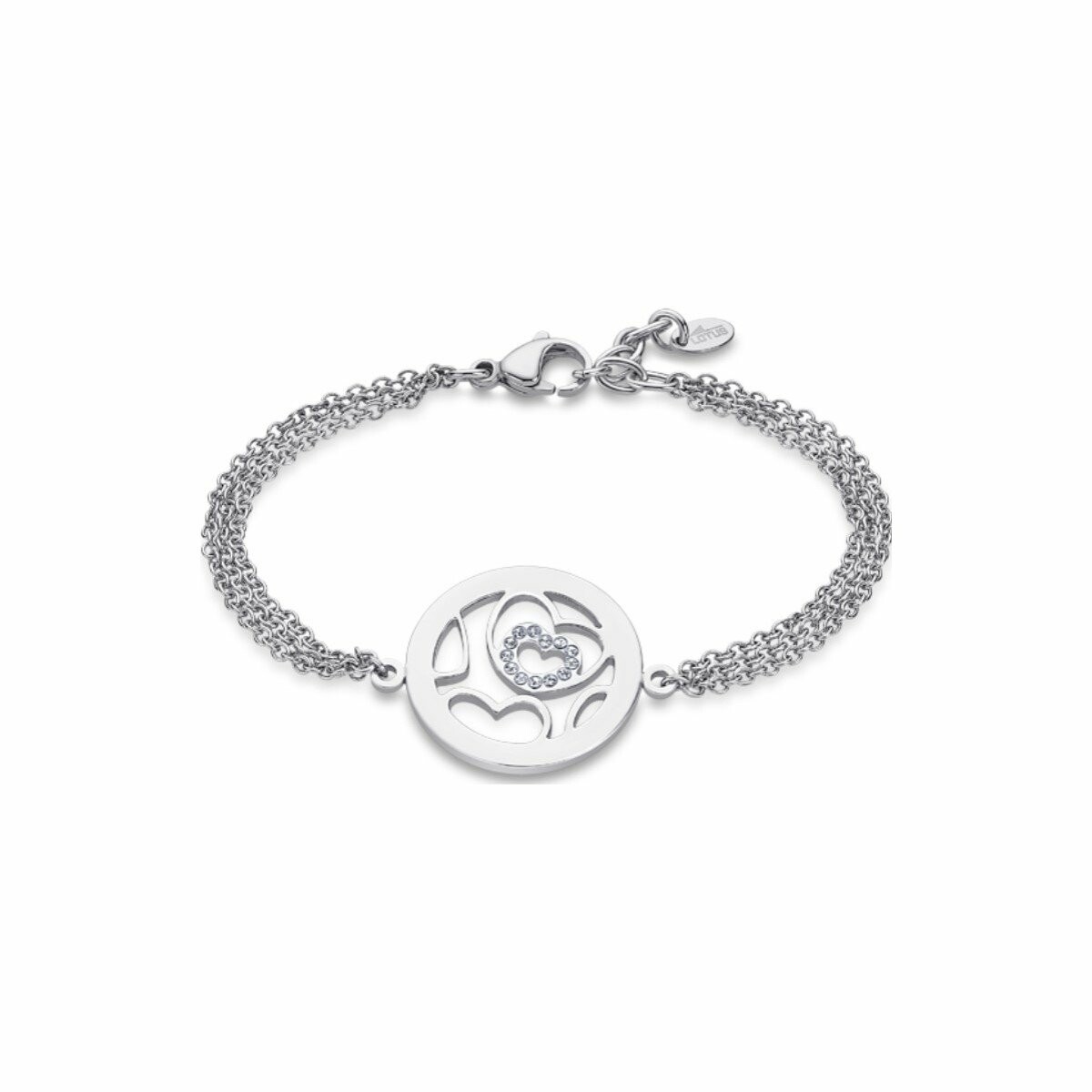 Bracelet Lotus Woman's Heart en acier et oxydes de zirconium