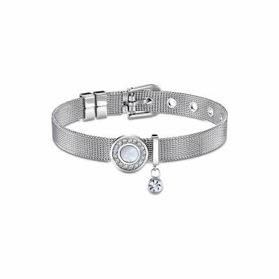 Bracelet Lotus Style Bliss en acier et oxydes de zirconium