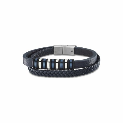 Bracelet Lotus Urban Man en acier et cuir