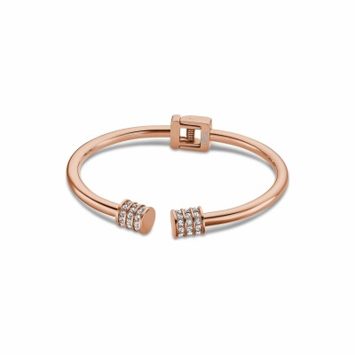 Bracelet Lotus Style Bliss en acier, métal doré rose et oxydes de zirconium