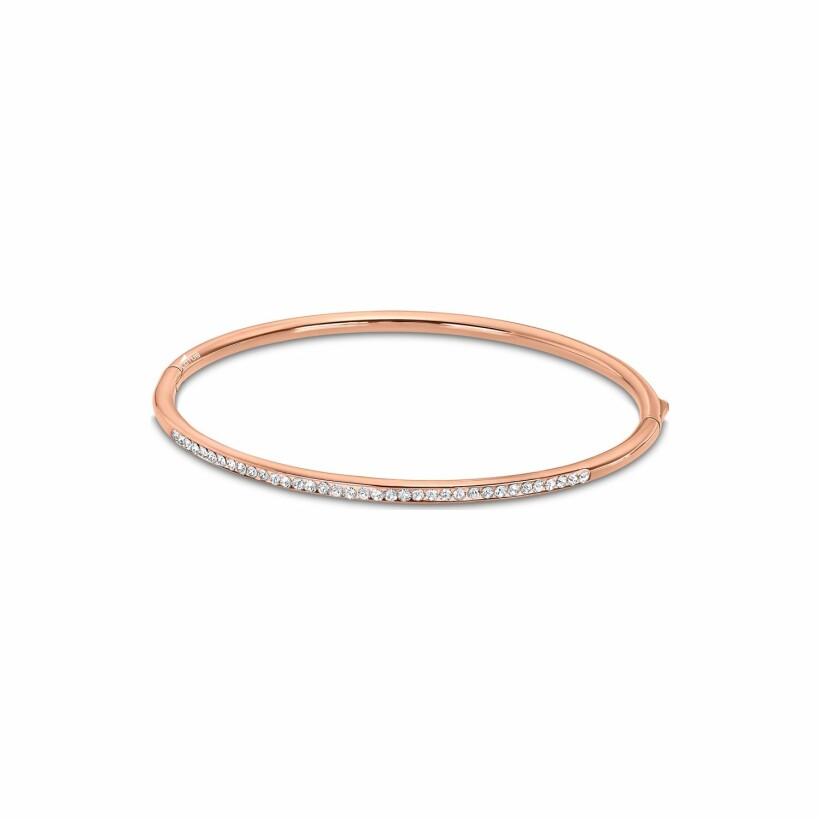 Bracelet Lotus Style Bliss en acier, métal doré rose et oxydes de zirconium