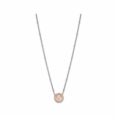 Collier Lotus Style Bliss en acier, métal doré rose et oxydes de zirconium