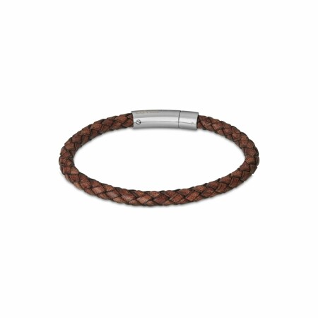 Bracelet Lotus Men Basic en acier et cuir