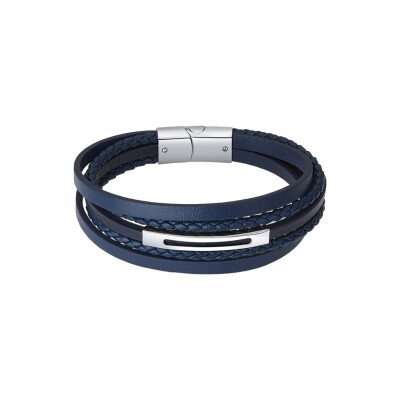 Bracelet Lotus Urban Man en acier et cuir