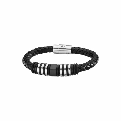 Bracelet Lotus Urban Man en acier et cuir