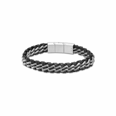 Bracelet Lotus Men Basic en acier et cuir