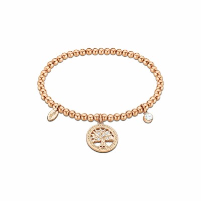 Bracelet Lotus Style Millennial en acier, métal doré rose et oxydes de zirconium