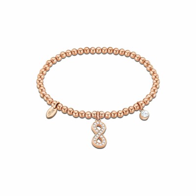 Bracelet Lotus Style Millennial en acier, métal doré rose et oxydes de zirconium