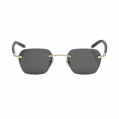 Lunettes de soleil Montblanc carrées à monture métallique dorée