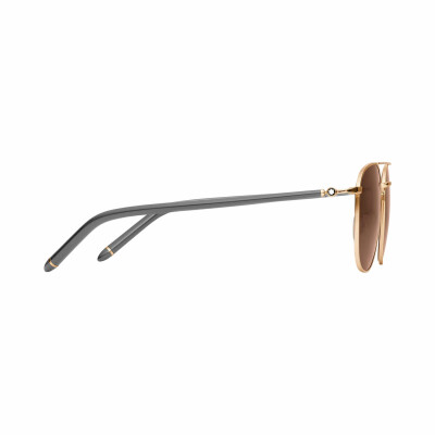 Lunettes de soleil Montblanc carrées à monture métallique grise et dorée