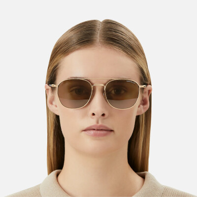 Lunettes de soleil Montblanc carrées à monture métallique grise et dorée