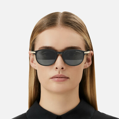 Lunettes de soleil Montblanc carrées à monture en acétate noire