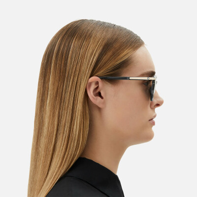 Lunettes de soleil Montblanc carrées à monture en acétate noire