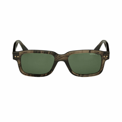 Lunettes de soleil Montblanc rectangulaires à monture en acétate couleur havane