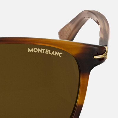 Lunettes de soleil Montblanc carrées à monture en acétate marron