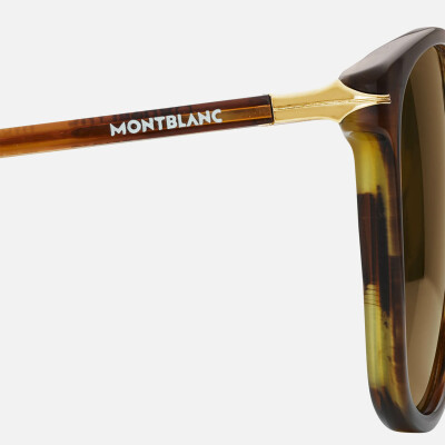 Lunettes de soleil Montblanc carrées à monture en acétate marron