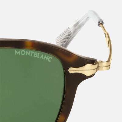 Lunettes de soleil Montblanc rondes à monture injectée couleur Havane