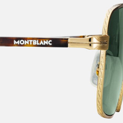 Lunettes de soleil Montblanc rectangulaires à monture métallique dorée