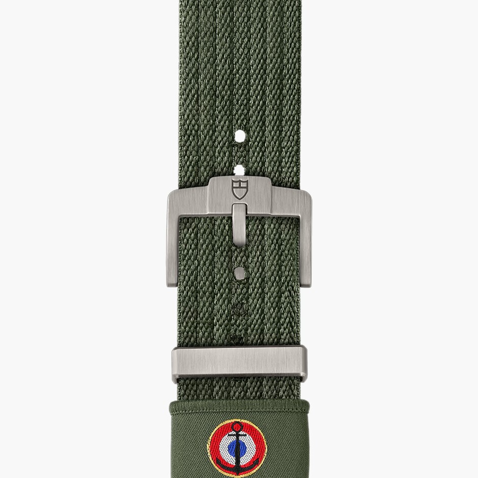 TUDOR Pelagos FXD GMT watch, 42mm titanium case, green fabric strap