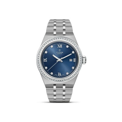 Montre TUDOR Royal boîtier en acier, 28 mm, cadran serti de diamants