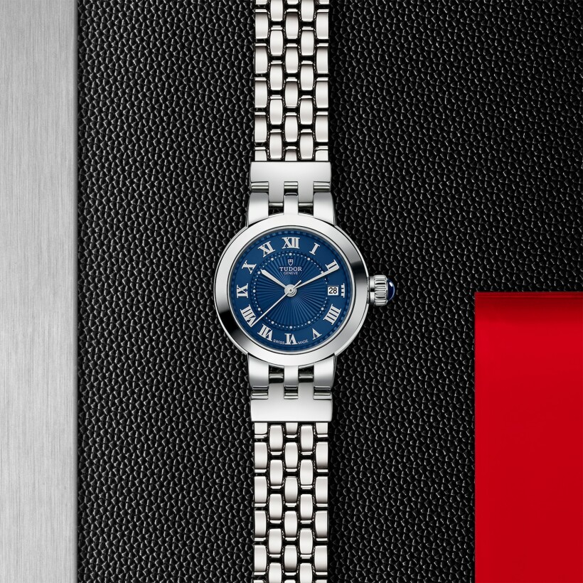 Clair de Rose watch, 26mm steel case, blue dial