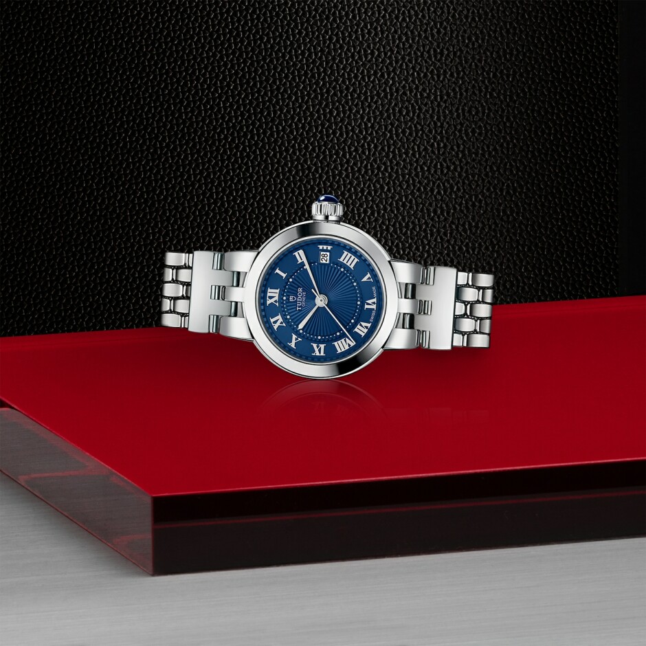 Clair de Rose watch, 26mm steel case, blue dial
