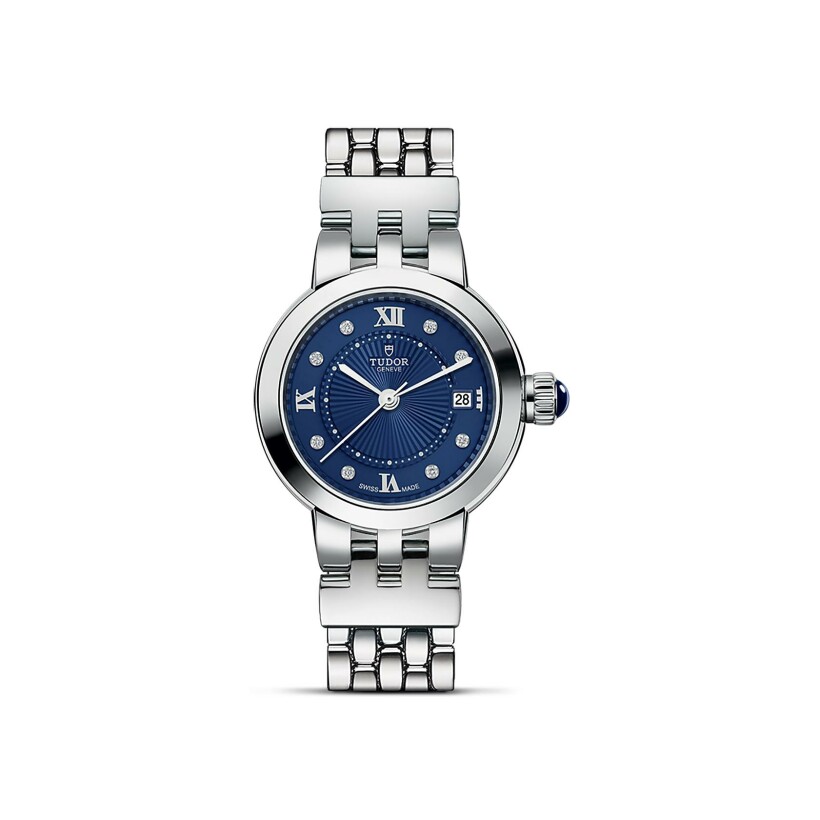 Clair de Rose watch, 26mm steel case, diamond-set dial