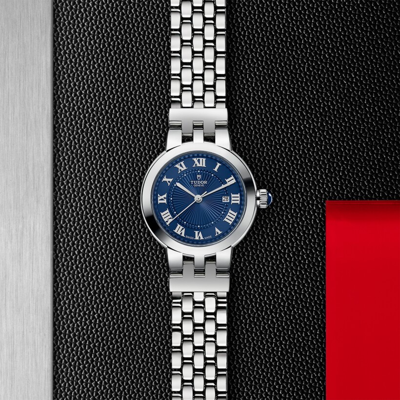 Clair de Rose watch, 30mm steel case, blue dial