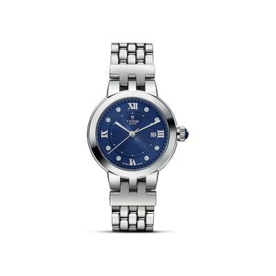 Clair de Rose watch, 30mm steel case, diamond-set dial