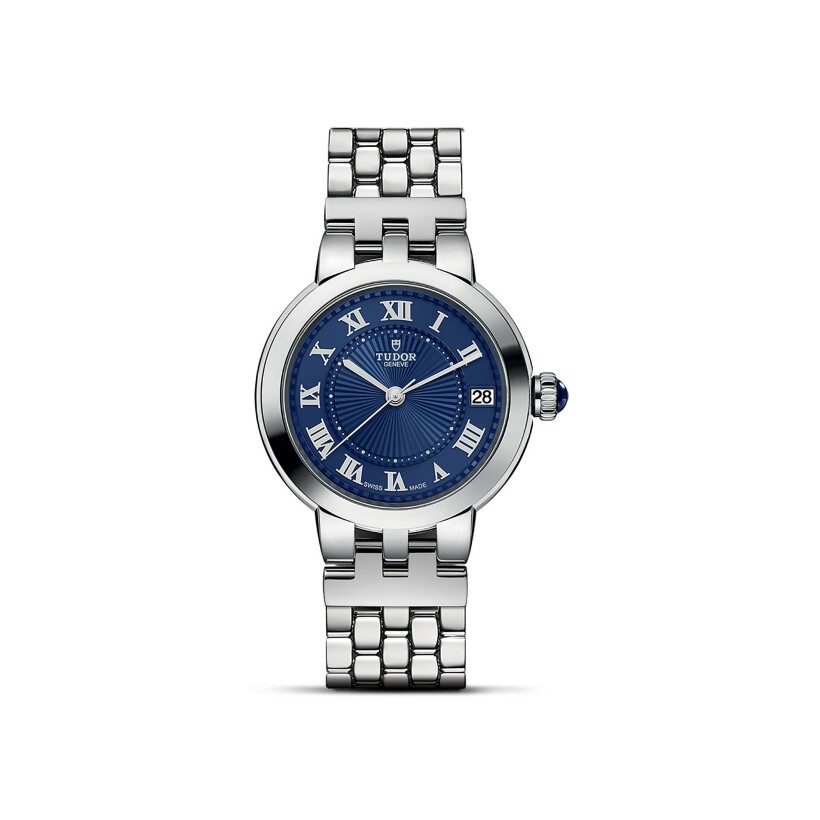 Clair de Rose watch, 34mm steel case, blue dial