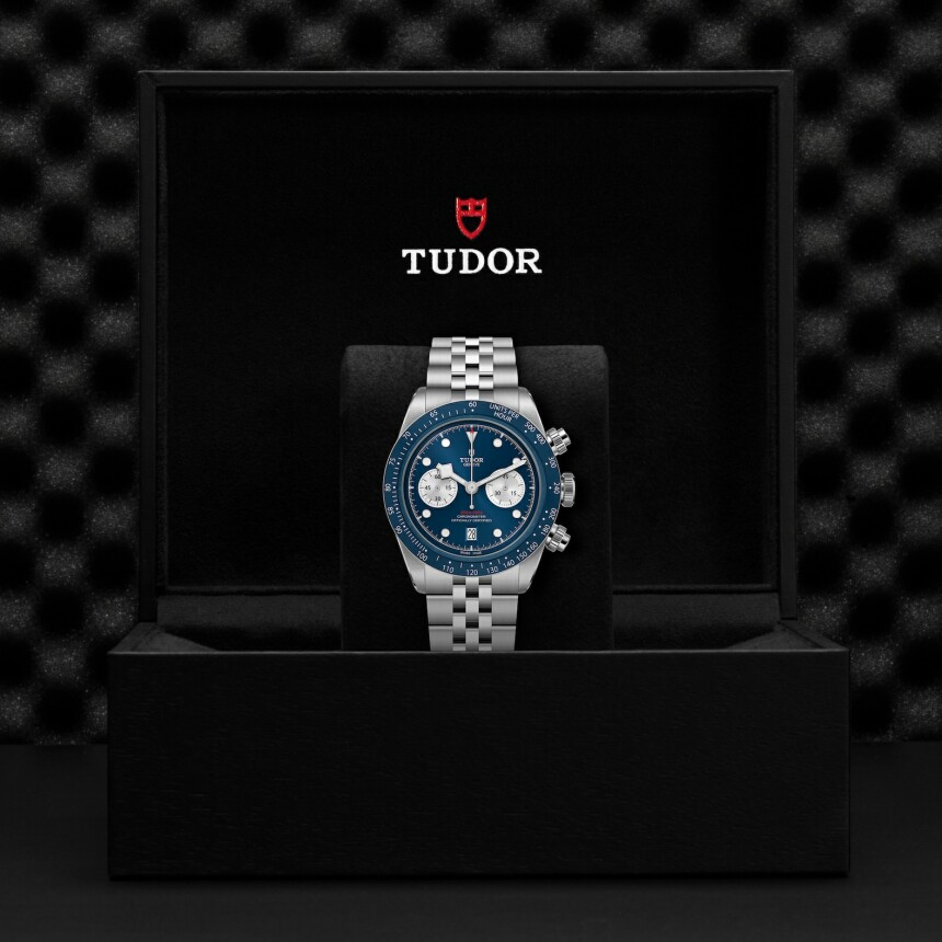 TUDOR Black Bay Chrono watch, 41 mm steel case, steel bracelet