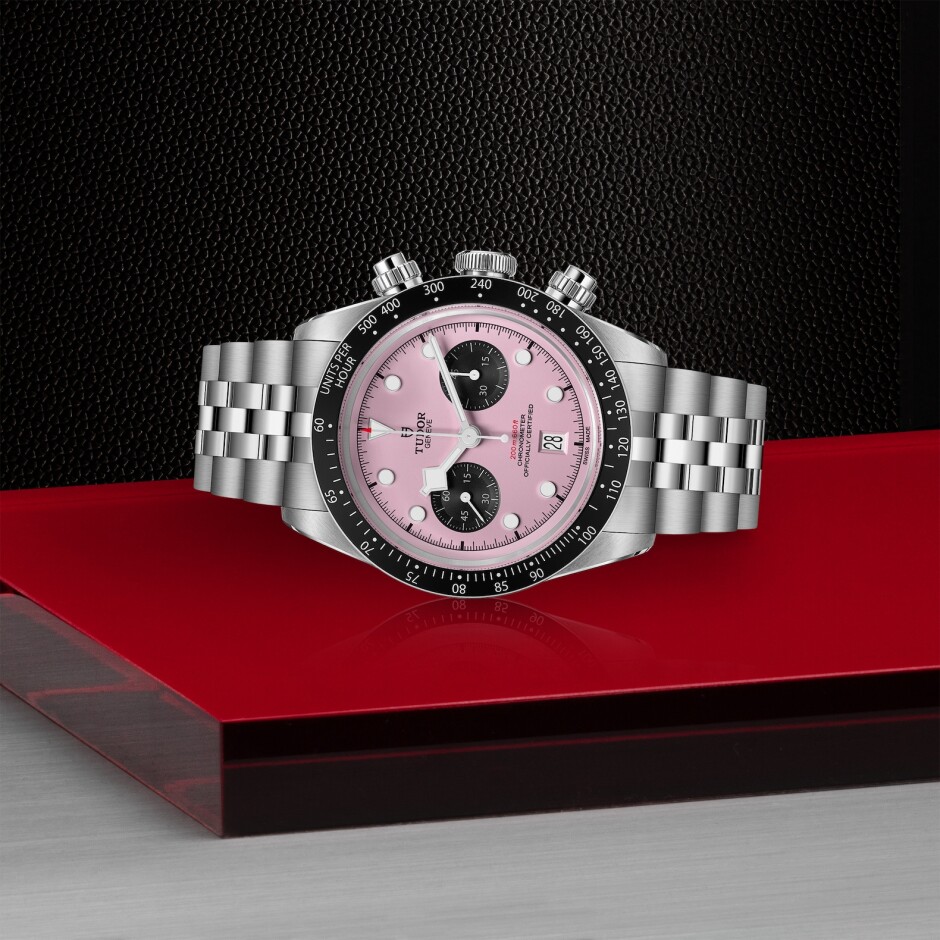 TUDOR Black Bay Chrono watch, 41mm steel case, pink dial