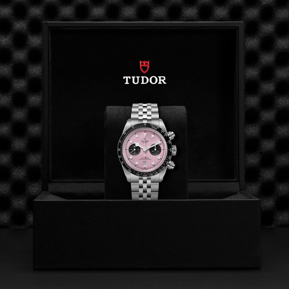 TUDOR Black Bay Chrono watch, 41mm steel case, pink dial