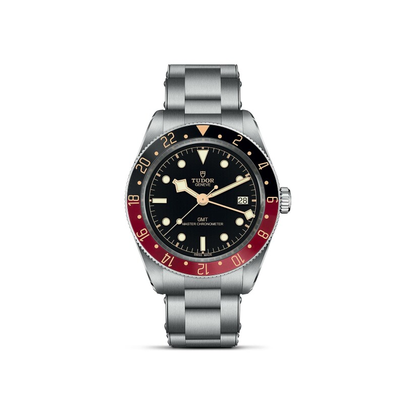 Black Bay 58 GMT watch, 39mm steel case, black and burgundy bezel