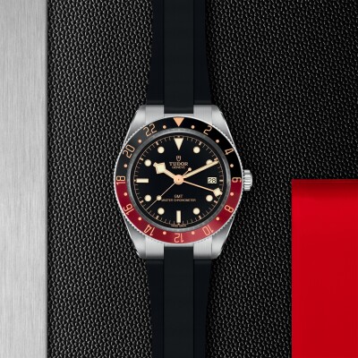 TUDOR Black Bay 58 GMT watch, 39mm steel case, rubber strap