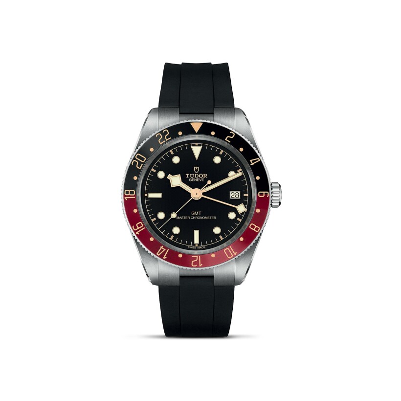 Black Bay 58 GMT watch, 39mm steel case, rubber strap