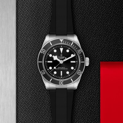 TUDOR Black Bay watch, 41mm steel case, black rubber strap