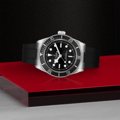 TUDOR Black Bay watch, 41mm steel case, black rubber strap