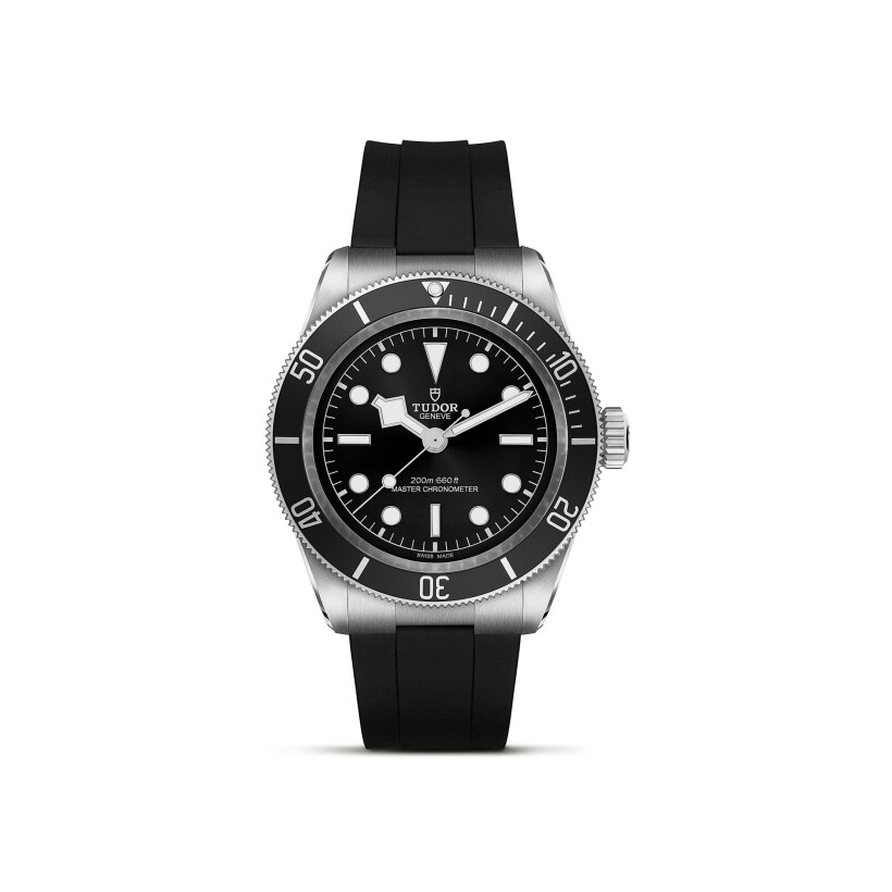 Black Bay Uhr, gehäuse in edelstahl, 41 mm, schwarzes kautschukband