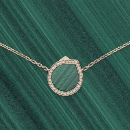 Collier Repossi Antifer en or rose, diamants et malachite