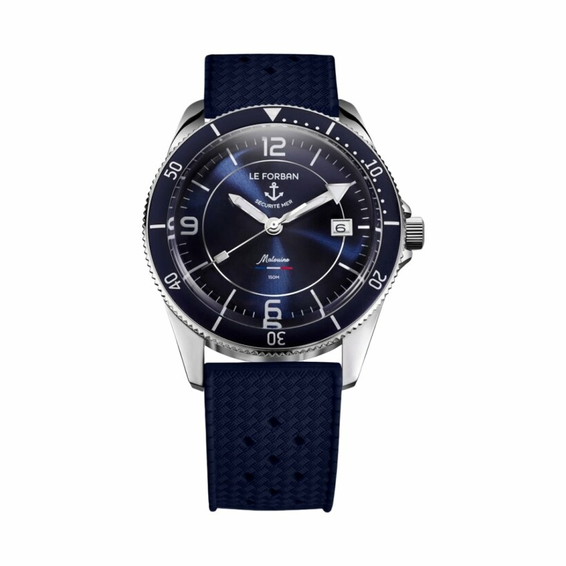 Le Forban Sécurité Mer La Malouine Blue Dial Blue Bracelet watch