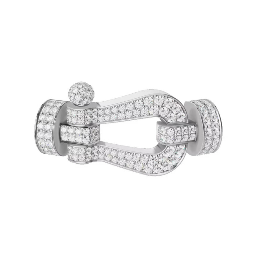 FRED Force 10 buckle, extra large model, white gold and diamonds