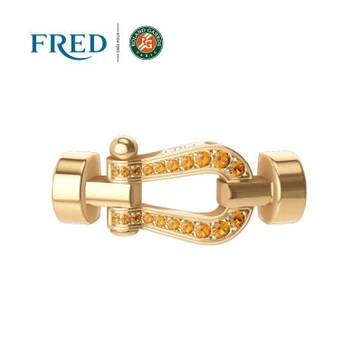 FRED Force 10 buckle, medium model, yellow gold with orange sapphires #FREDxrolandgarros