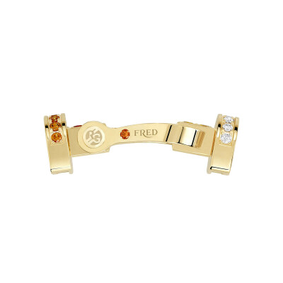 FRED Force 10 buckle, large model, yellow gold, diamonds and colored stones #FREDxrolandgarros