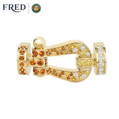 FRED Force 10 buckle, large model, yellow gold, diamonds and colored stones #FREDxrolandgarros