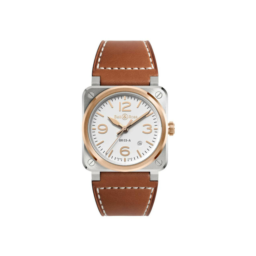 Bell & Ross BR 03 White Steel and Gold 41mm watch