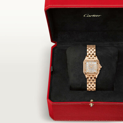 Panthère de Cartier watch Small model, quartz movement, rose gold, diamonds