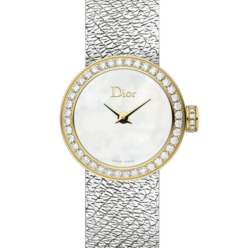 Montre Dior Mini D nacre et diamants 19mm