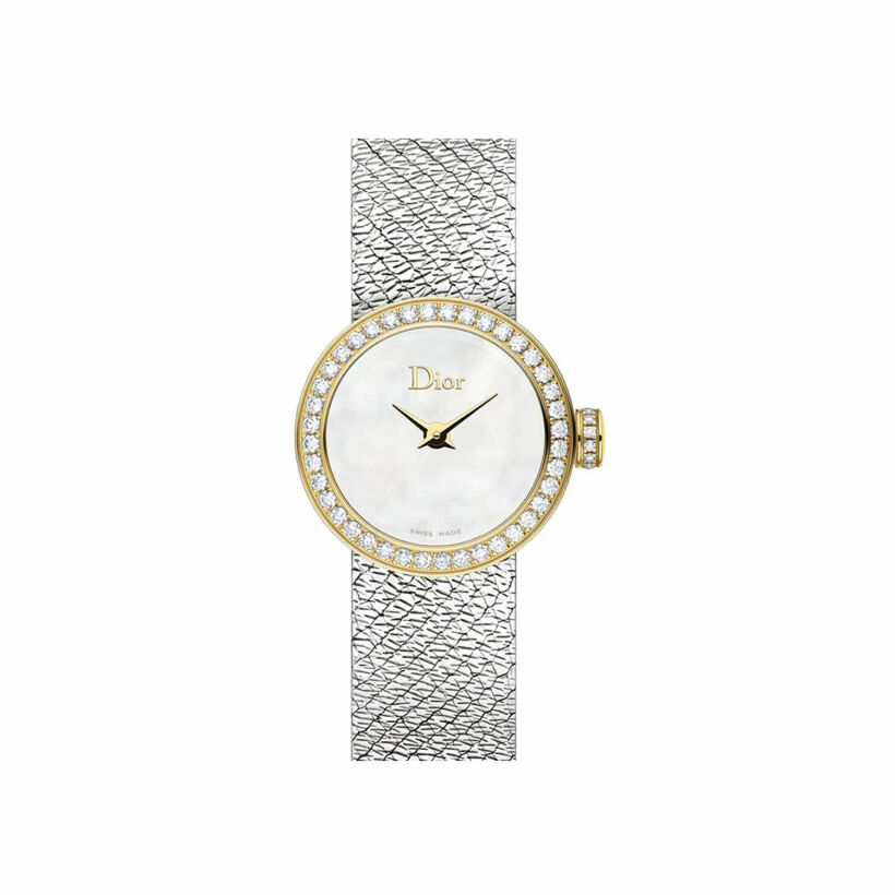 Montre Dior Mini D nacre et diamants 19mm