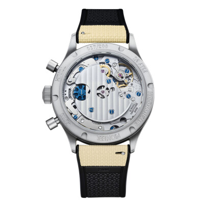 Montre Hanhart 1882 417 TI Desert Pilot, 39mm, bracelet caoutchouc sable, Édition Limitée